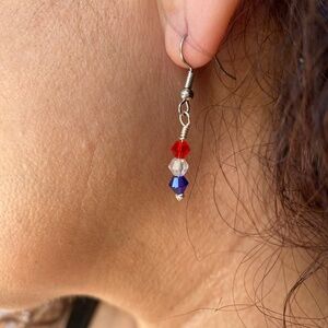 Red White Blue Dangle Crystal Earrings